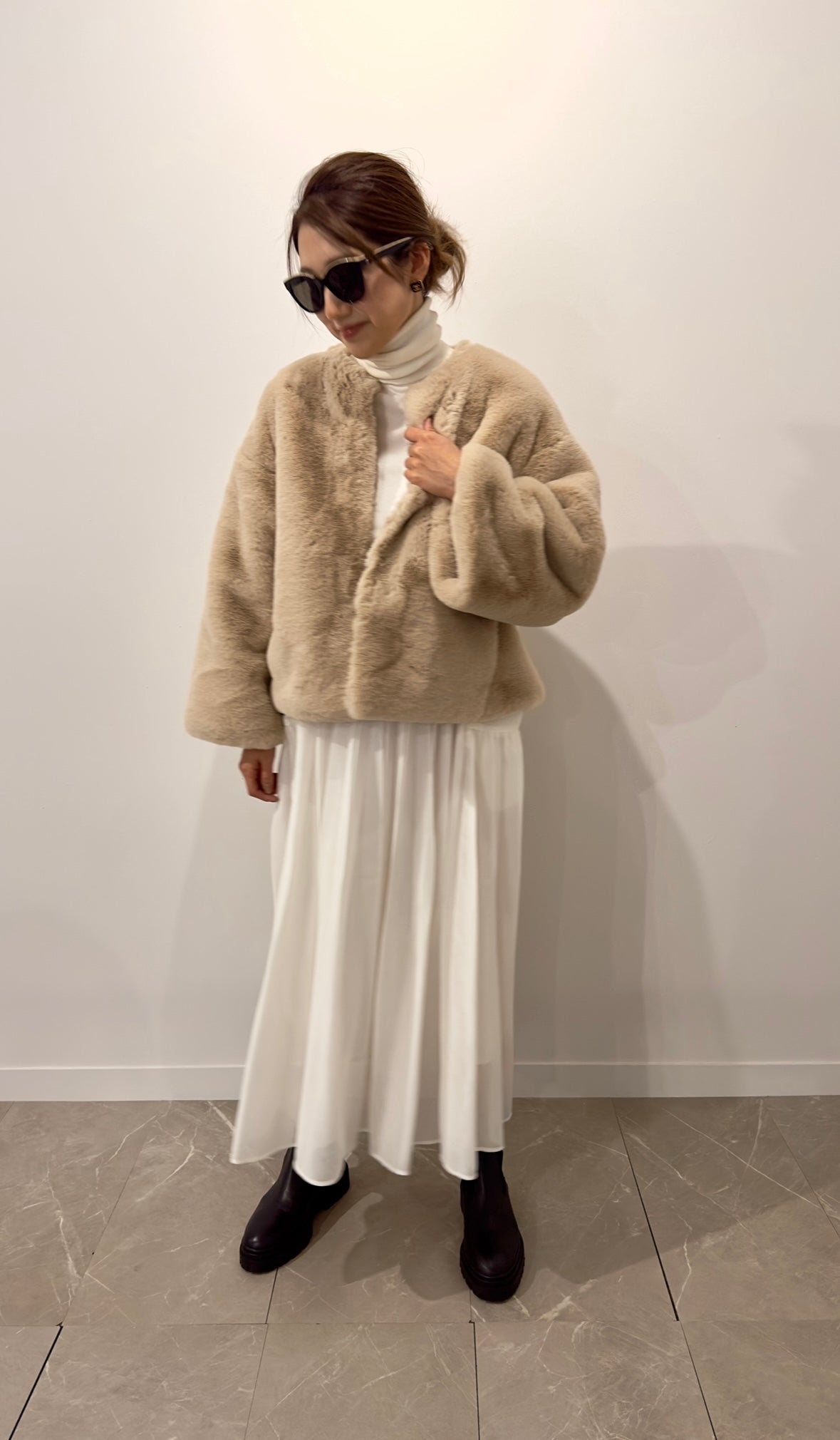 ♡cat♡em. エムドット　エコファー　裾ファーコート Fur coat – em.