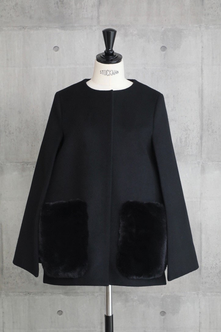 Eco fur cape coat