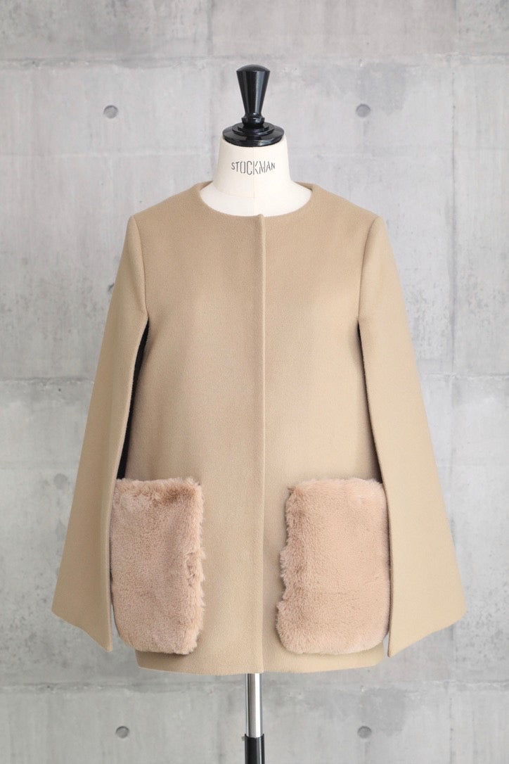 Eco fur cape coat